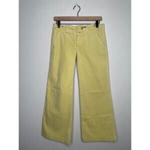 Free People Crop Wide Leg Jeans Size 26 Yellow Retro Hippie Festival Bohemian